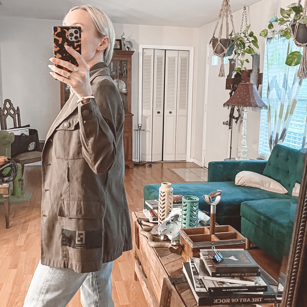 Vintage Fendi FF Military Style Blazer Jacket 38 S